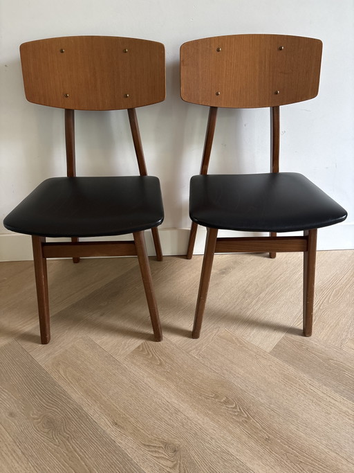 Set of Decorative Vintage Chairs (2), 1970s – eetkamerstoelen, Wood, Skai