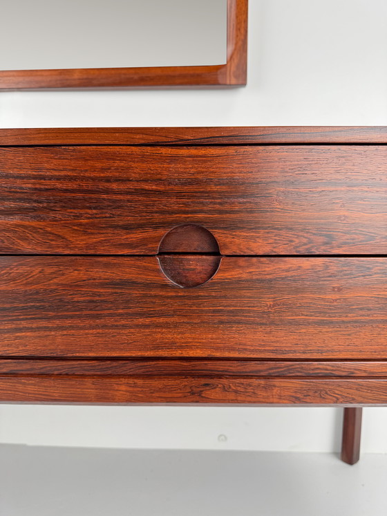 Image 1 of Aksel Kjersgaard Model 394 dressoir + Model 168 spiegel – zeldzame bijpassende set in prachtig palissanderhout