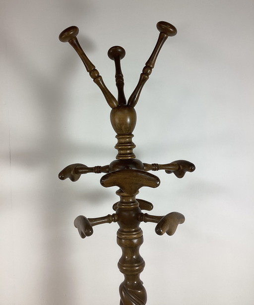 Perchero antiguo vintage de madera torneada