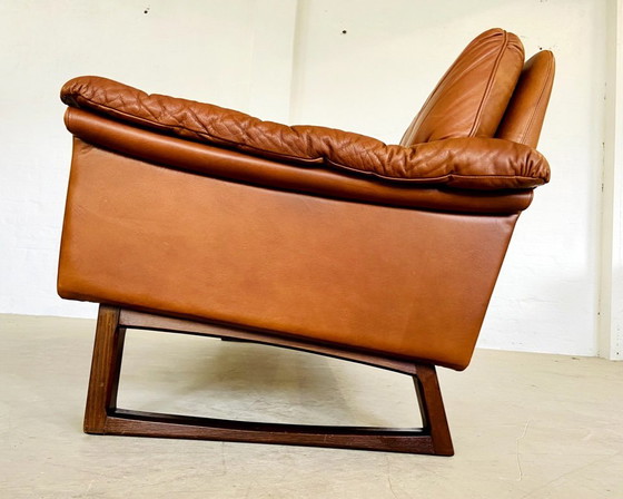 Image 1 of VINTAGE DANISH SVEND SKIPPER 3 PERSON SOFA IN COGNAC LEATHER 1970,s