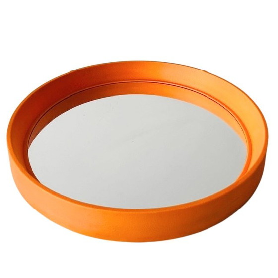Image 1 of Mid-century Duitse space age spiegel oranje kunststof Lange Germany 1960's