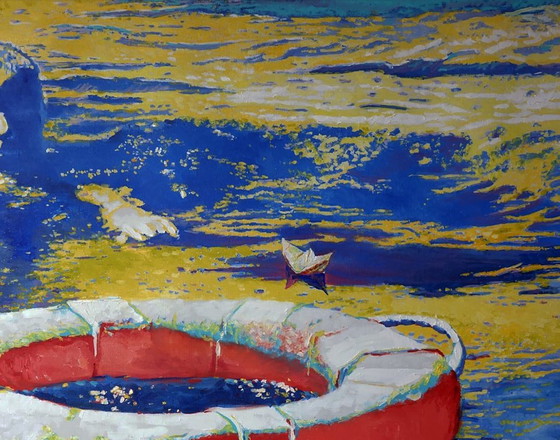 Reddingsboei in de zee – Schilderijen & Tekeningen, Canvas (photo 5 of 7)
