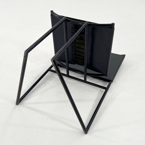 Image 1 of Set van 4 Model 91 stoelen in zwart leer, ontworpen door Mario Botta voor Alias, jaren 90.