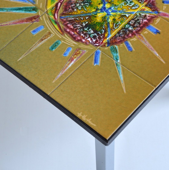 Image 1 of Table Basse / Bout de Canapé / Céramique Peinte à la Main Vintage 1960