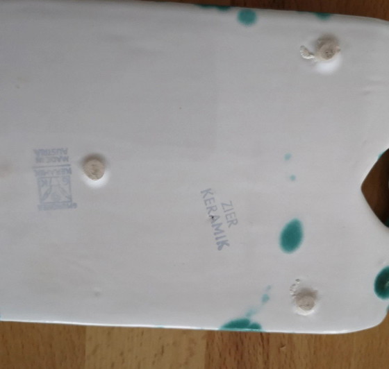 Image 1 of Gmundner Keramik Frühstücksbrett Grün Geflammt