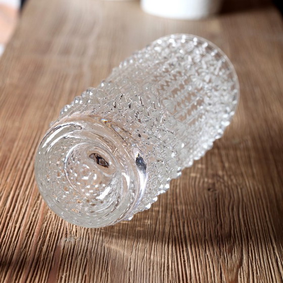 Image 1 of Mid-century Clear Pressed Glass Vase / CandleWax Design / Czech Republic / 1972