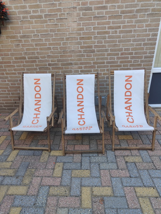 3 piezas Aperol Spritz Tumbona Silla de playa Silla de terraza Estructura de madera blanca