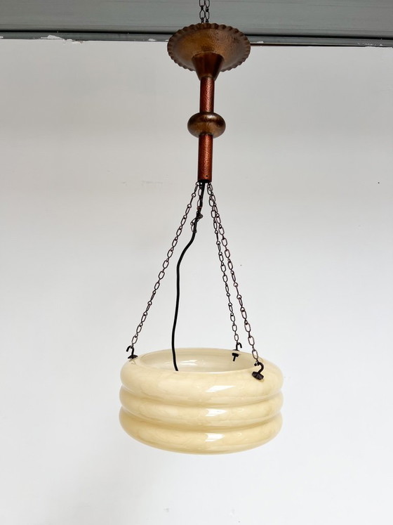 Image 1 of Glass Art Deco beehive lamp, 1930s