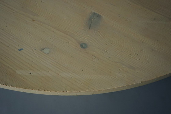 Image 1 of Architektonisch gestalteter, handgefertigter Esstisch aus weiß gekalktem Kiefernholz, 1970er Jahre