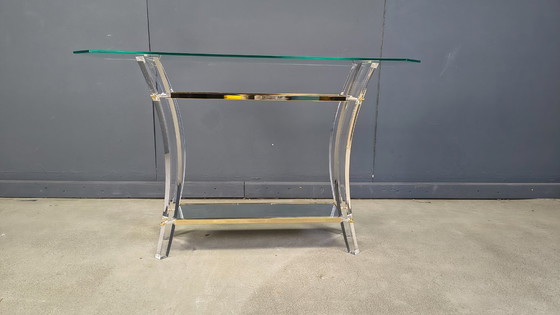 Image 1 of Konsolentisch aus Messing und Acrylglas, 1970er Jahre