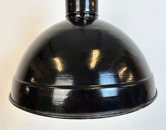 Image 1 of Industrial Black Enamel Factory Pendant Lamp, 1950s
