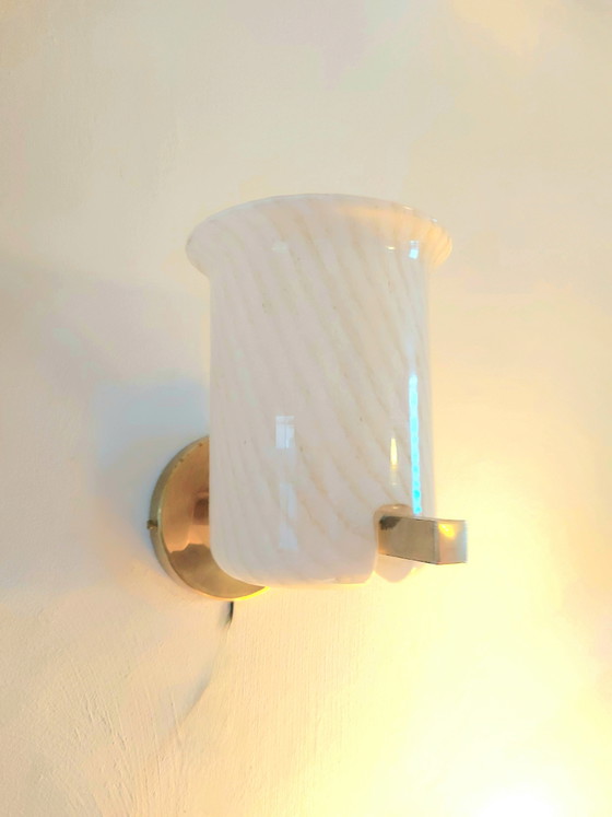 Murano-Wandleuchte mit Wirbelmuster – Wandleuchten, Metal, Murano Glass, Vintage (photo 3 of 5)