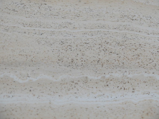 Image 1 of 1 Tavolino, acciaio inossidabile e pietra di travertino, Artelano France, anni '80.