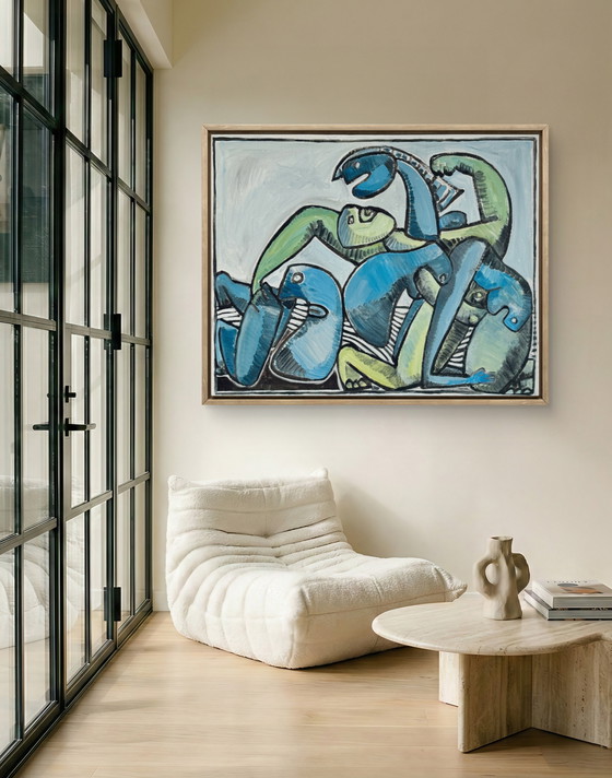 Image 1 of Gundi Falk (1966) Cubist Embrace - Large painting on canvas