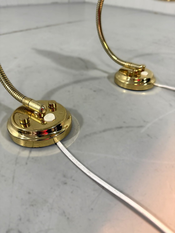 Image 1 of Lampade da parete flessibili in ottone, lampade da comodino, anni '60