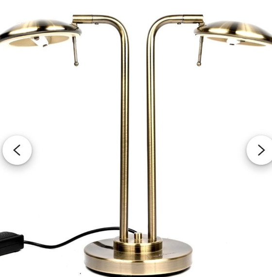 Image 1 of Lampe de table vintage iconique à deux bras, conçue par le célèbre designer néerlandais Jan des Bouvrie