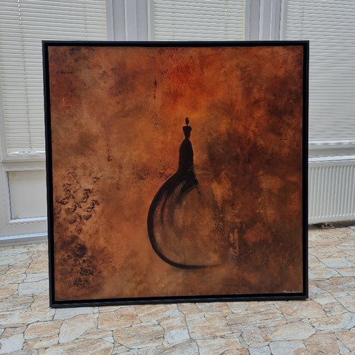 Frances Eckhardt - dark mysterious artwork hand-painted figurative painting figure 100x100 cm