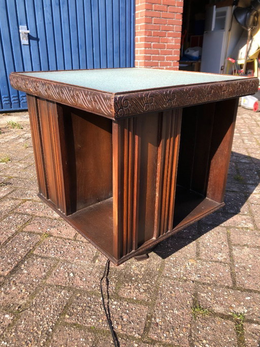 Vintage boekenmolen draaibaar met verlichting - rokers kastje