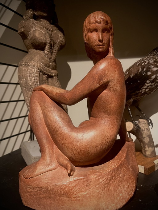 Art Deco Sculpture 'Seated Nude' – Emilio Musso (ca. 1930) | Unique