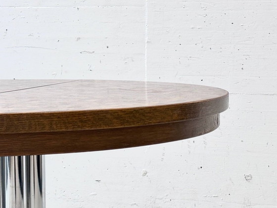 Dieter Wäckerlin Extendable Table – Wood Mosaic & Chrome, Switzerland, 1960s – Dining tables, Vintage (photo 4 of 13)