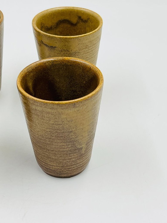 Image 1 of Lot de six gobelets en grès Digoin vintage