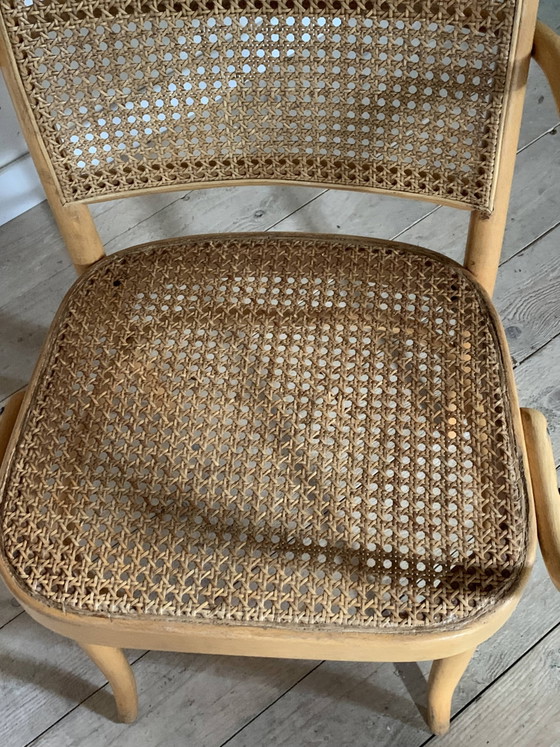Vintage Hofmann rieten fauteuil – Thonet, Eetkamerstoelen, Wicker, Wood (photo 8 of 10)