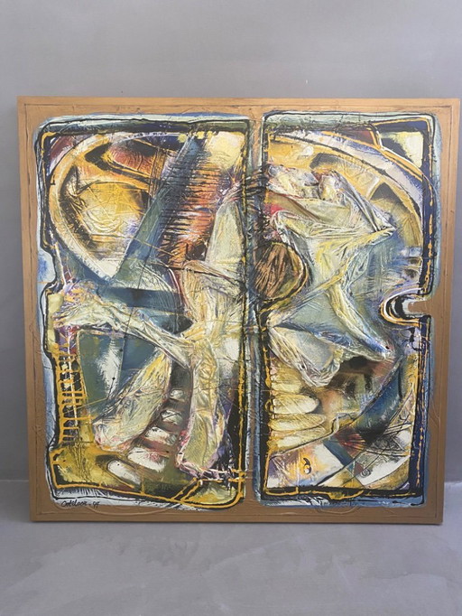 Peinture abstraite en relief de Gerard van den Oetelaar