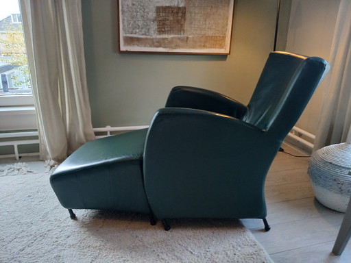 Leren designer stoel met voetenbank 