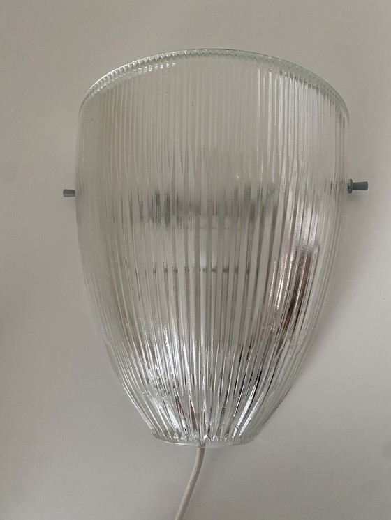 Image 1 of 2x Vintage Massive wall lamp - with ribbed glass shade.