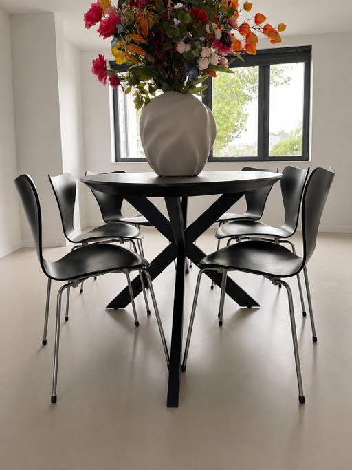 6x sillas mariposa Fritz Hansen Dinamarca 2004 Arne Jacobsen – eetkamerstoelen, Metal, Wood