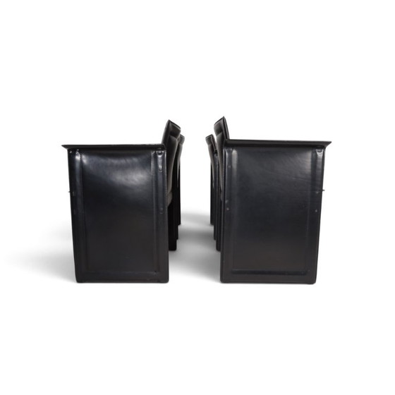Chaises de salle à manger Arrben Solaria en cuir, lot de 4 par Tito Agnoli, 1970 – Leather (photo 12 of 19)
