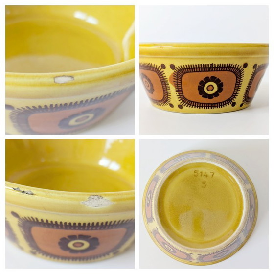 Image 1 of Set van 3 vintage Schramberg Nestschalen | Bloemen Decor | 1970 West Duits Aardewerk