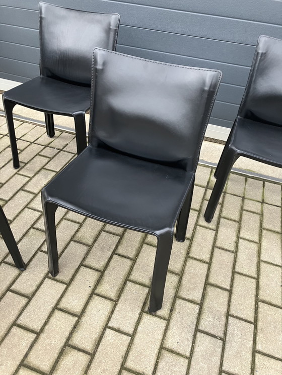 Image 1 of 8x Cassina Cab chair Mario Bellini Black Harness Leather