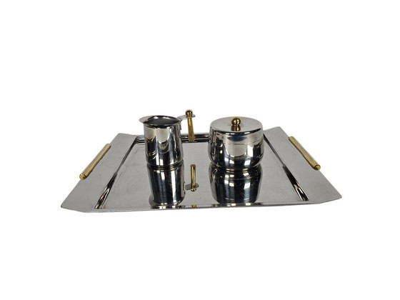 Image 1 of Guido Bergna - Espresso set - Stainless steel 18/10 - chrome - gold-plated - 1980s