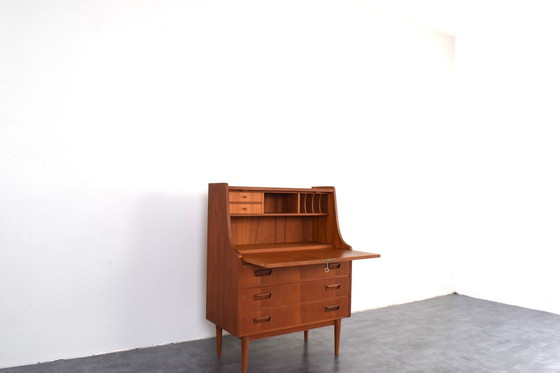Image 1 of Mid-Century Danish Teak Secretary by Gunnar Nielsen for Tibergaard, 1960s.