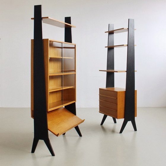 Image 1 of Système d'étagères modulaires vintage, meuble mural style années 60, entièrement restauré