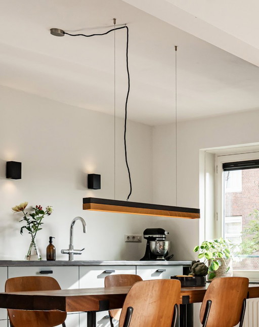 Dark Grey Concrete & Oak Wood Pendant Light