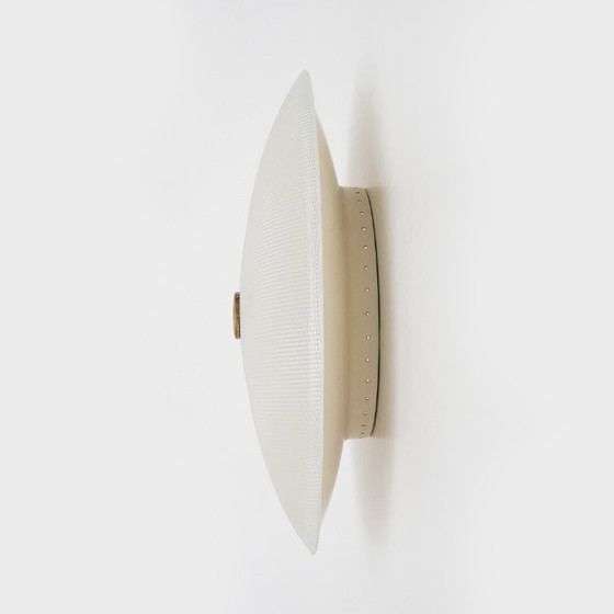 Image 1 of Stilnovo Textured Glass Flush Mount Ceiling Lamp, Italy 1950s