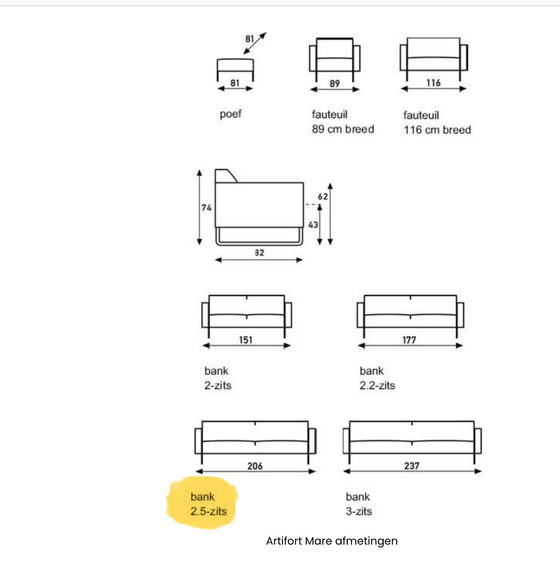 Image 1 of Artifort MARE  bank 2.5 zit