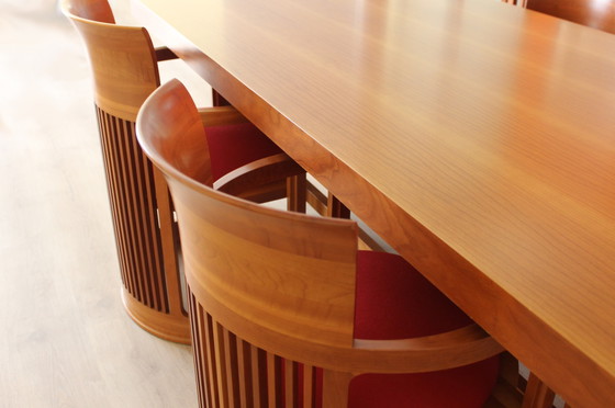 Image 1 of Frank Lloyd Wright dining table with chairs - Cassina 1917 Design