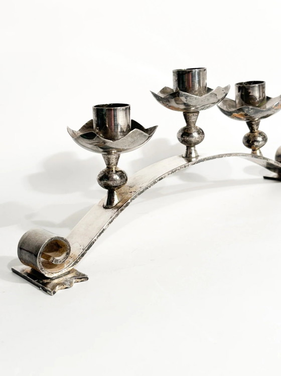 Dreifach versilberter Metallkandelaber, italienische Fertigung, 1950er Jahre – Dekorative Objekte (photo 11 of 14)