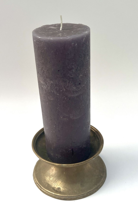 Image 1 of Vintage brass candlestick – 1960s – solid – chalice shape