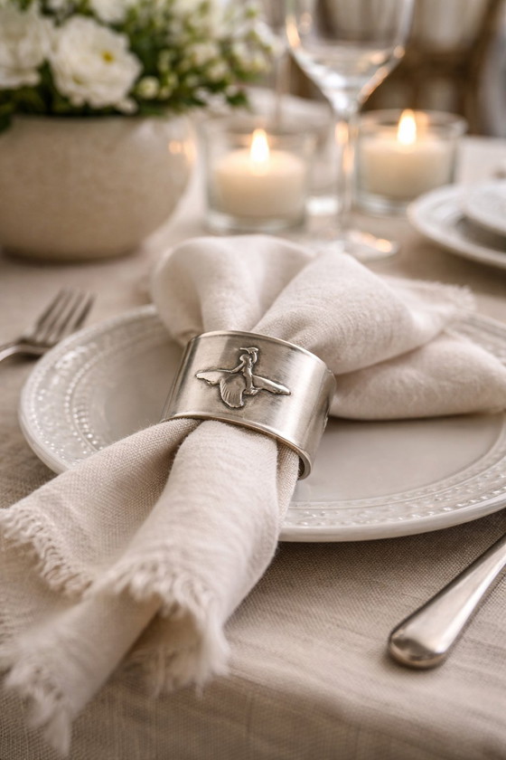 Image 1 of Vintage Swedish Alpaca Napkin Ring – "Nils Holgersson" by GAB – 1960s