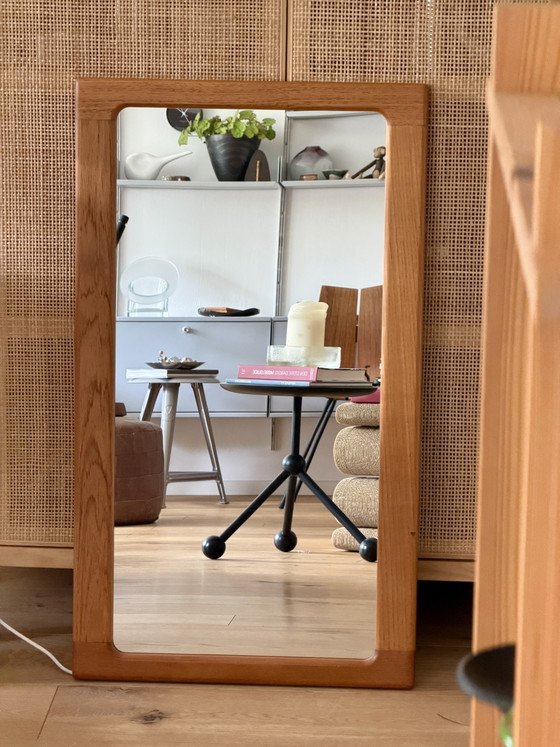 Image 1 of Miroir vintage en teck de style danois moderne du milieu du siècle, modèle n° 248 de Silkeborg