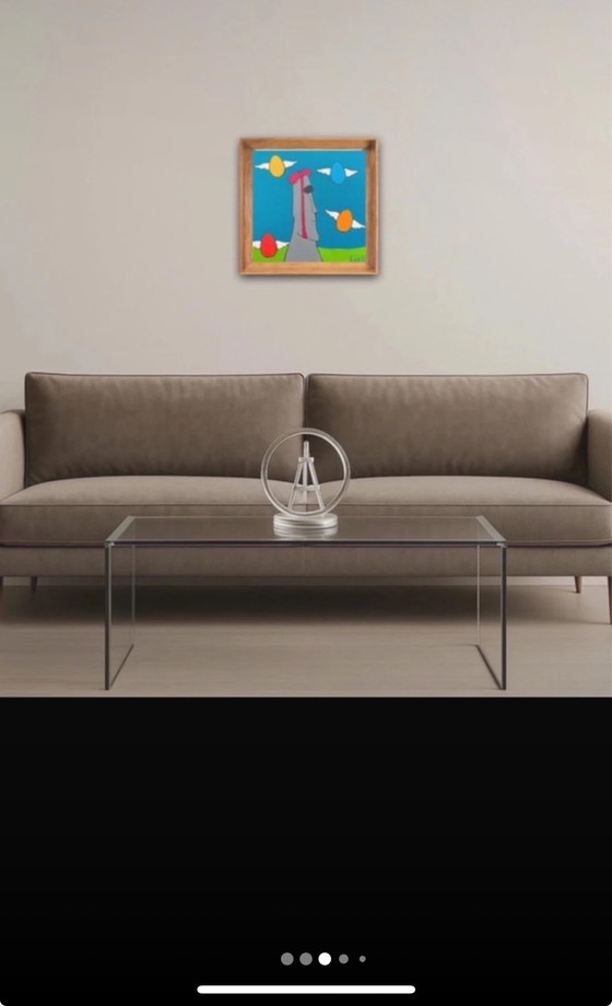 Image 1 of Acrylique sur châssis 20x20cm. Moai Pâques 