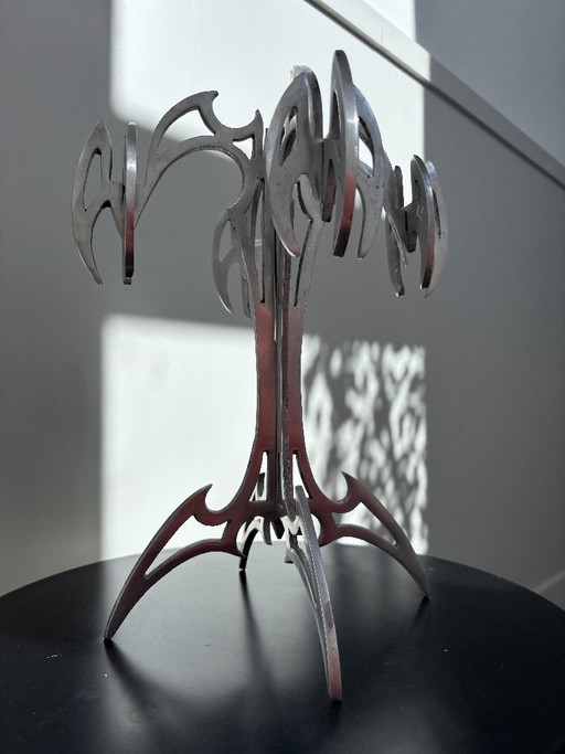 Unusual metal design candle holder - Goth - Cyber Gothic - Y2K