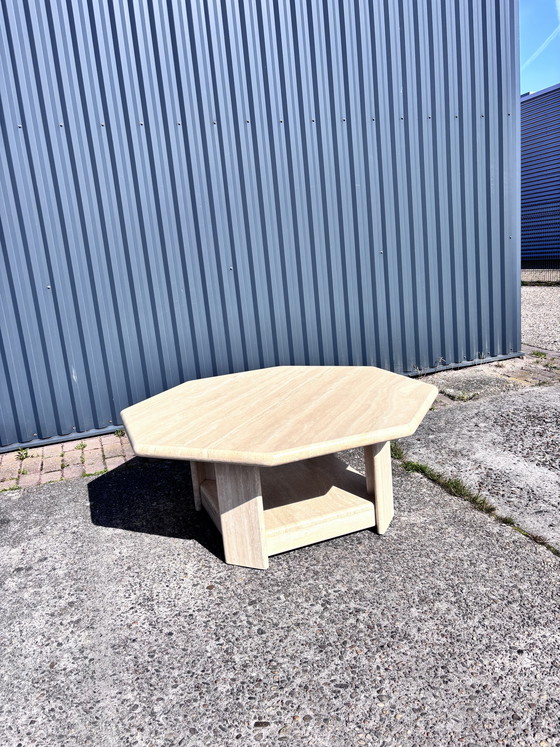 Image 1 of Table de salon vintage en travertin