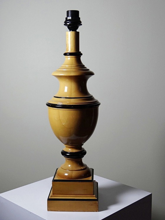 Image 1 of Large Le Dauphin "Verdennes" lamp, turned wood, vintage 1970s