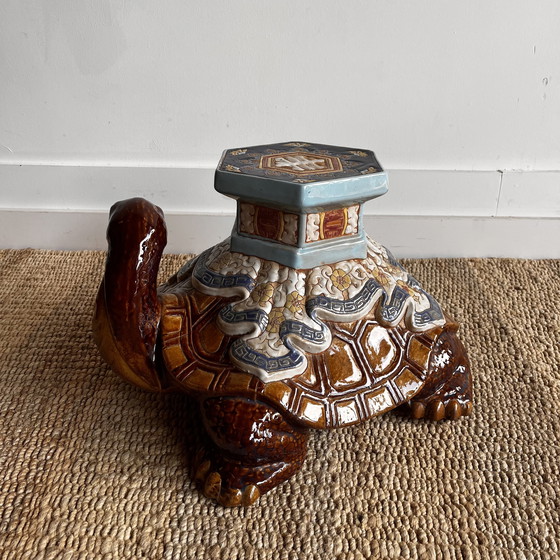 Image 1 of Support pour plantes en forme de tortue en céramique, années 70