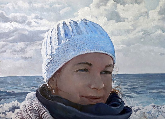 Original Oil Painting Contemporary Art Landscape Woman North Sea – Paintings & Drawings, Canvas (photo 6 of 7)